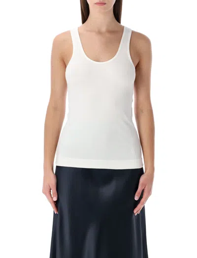 By Malene Birger Ribbed Scoop Neck Sleeveless Tank In White