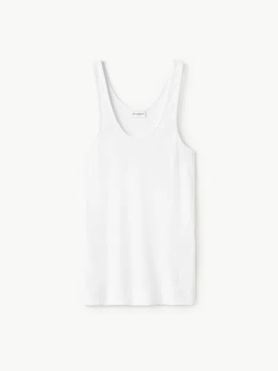 By Malene Birger Ribbed Scoop Neck Sleeveless Tank In White
