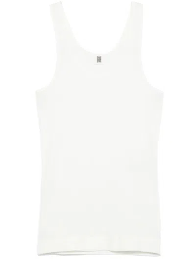 By Malene Birger Ribbed Scoop Neck Sleeveless Tank In White