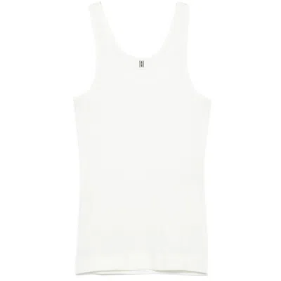 By Malene Birger Ribbed Scoop Neck Sleeveless Tank In White