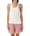 By Malene Birger Ribbed Scoop Neck Sleeveless Tank In White
