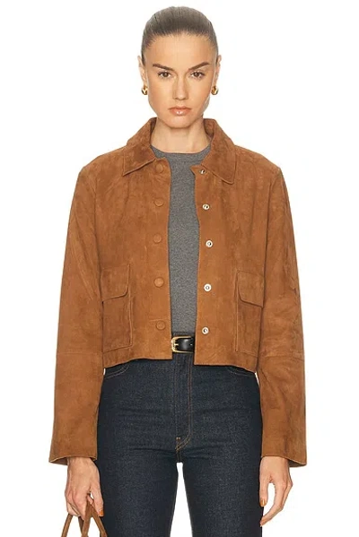 By Malene Birger Annie Cropped Suede Jacket In Brown