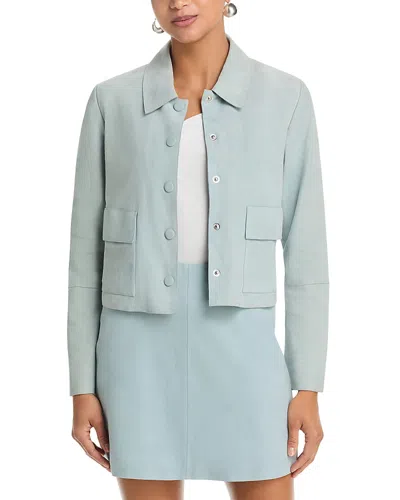 By Malene Birger Annie Cropped Suede Jacket In Blue