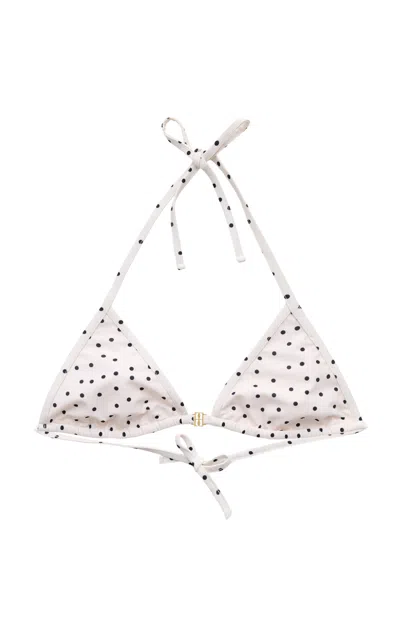 By Malene Birger Astrida Polka-dot Bikini Top In White