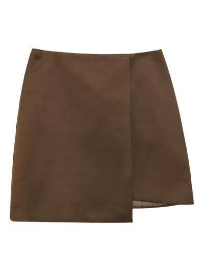 By Malene Birger Asymmetric-hem Mini Skirt In Brown