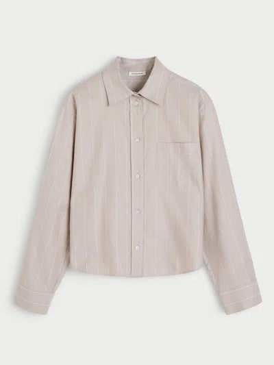 By Malene Birger Audrey Cropped Organic Cotton Shirt In Beige Herringbone