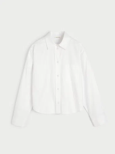 By Malene Birger Audrey Cropped Organic Cotton Shirt In White Herringbone