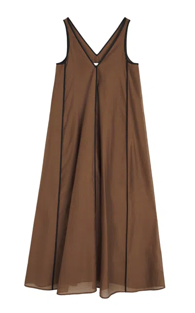 By Malene Birger Aures Silk-cotton Maxi Dress In Brown