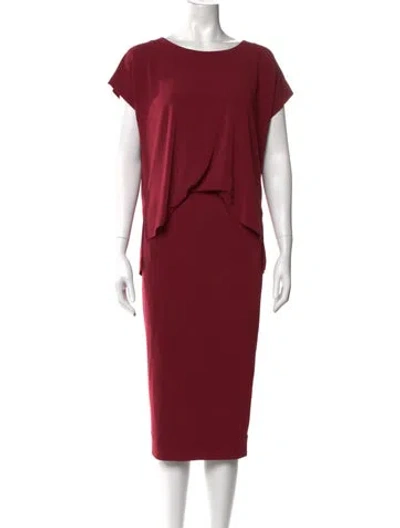 Pre-owned By Malene Birger Bateau Neckline Knee-length Dress In Burgundy