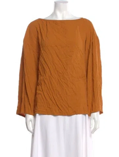 Pre-owned By Malene Birger Bateau Neckline Long Sleeve Top In Orange