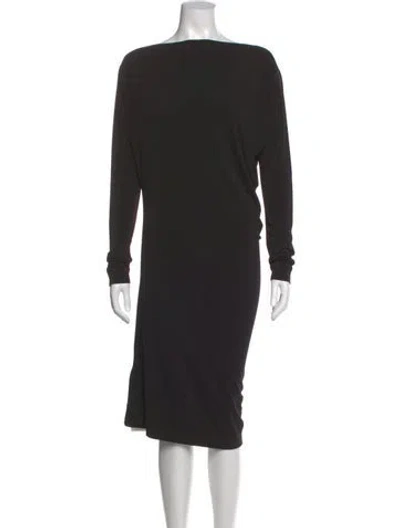 Pre-owned By Malene Birger Bateau Neckline Midi Length Dress In Black