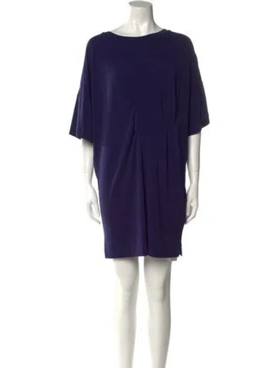 Pre-owned By Malene Birger Bateau Neckline Mini Dress In Blue