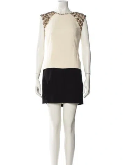 Pre-owned By Malene Birger Bateau Neckline Mini Dress In Neutral