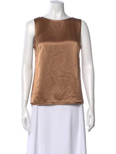 Pre-owned By Malene Birger Bateau Neckline Sleeveless Top In Brown