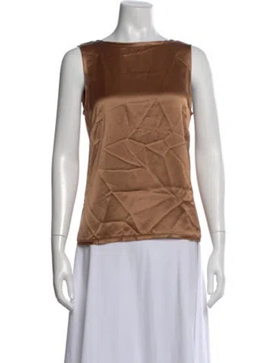 Pre-owned By Malene Birger Bateau Neckline Sleeveless Top In Brown