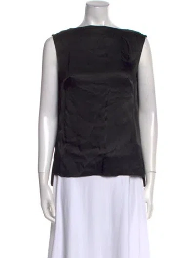 Pre-owned By Malene Birger Bateau Neckline Sleeveless Top W/ Tags In Black