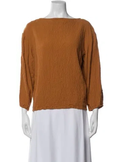Pre-owned By Malene Birger Bateau Neckline Three-quarter Sleeve Top In Orange