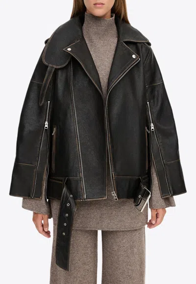 By Malene Birger Beatrisse Leather Biker Jacket In Black