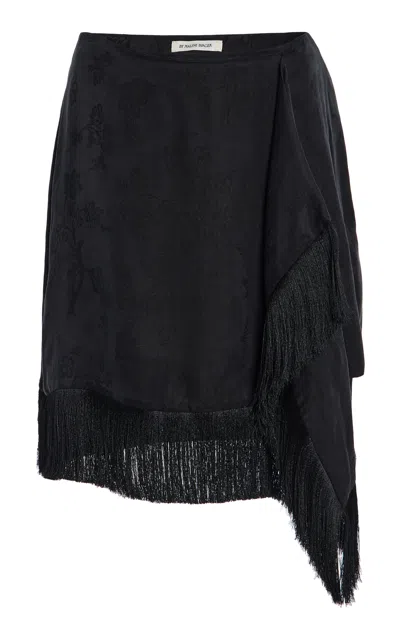 By Malene Birger Belina Fringed Cupro-blend Mini Skirt In Black