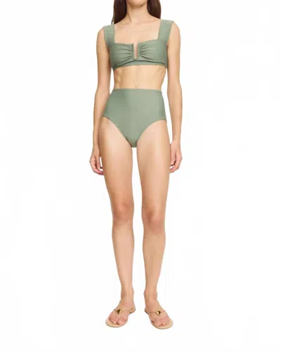 By Malene Birger Belira High Waist Bikini Bottoms In Deep Lichen Green