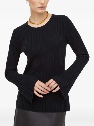 By Malene Birger Bell-sleeve Ribbed Sweater In Black