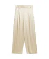 By Malene Birger Piscali Pleated Satin Wide-leg Pants In Nude