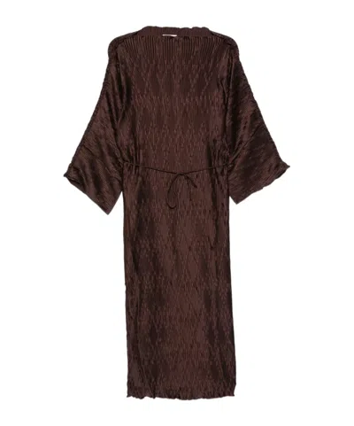 By Malene Birger Belted Pleated Dress In Burgundy