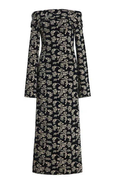 By Malene Birger Bennie Floral Jacquard Knit Maxi Dress In Black