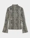 By Malene Birger Bernie Mock-neck Zebra Intarsia Sweater In Zebra