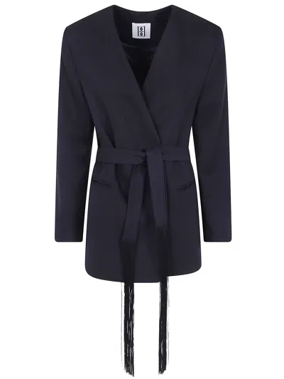 By Malene Birger Emma Fringed Belted Blazer In Blue