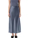 By Malene Birger Open Back Satin Skirt With Spaghetti Straps In Grisaille Blue