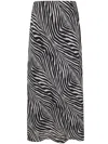 By Malene Birger Boshan Zebra-print Matte Satin Midi Skirt In Black