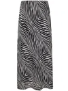 By Malene Birger Boshan Zebra-print Matte Satin Midi Skirt In Black