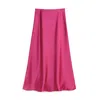 By Malene Birger Solid Color Satin Boshan Maxi Skirt In Wild Berries