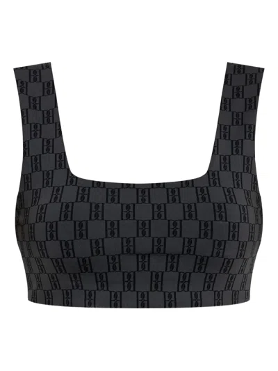 By Malene Birger Braga Monogrammed Cropped Top In Black