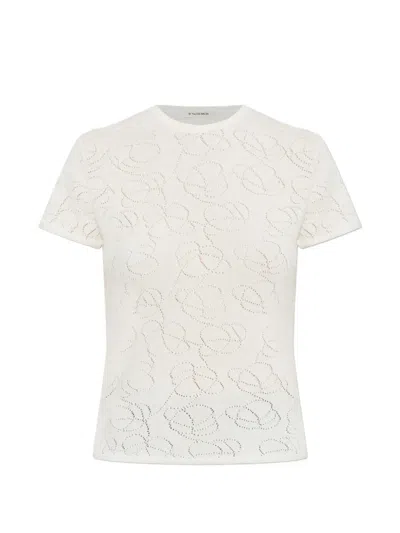 By Malene Birger Brit Pointelle-knit T-shirt In Animal Print
