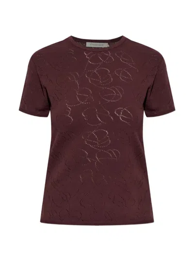 By Malene Birger Brit Pointelle-knit T-shirt In Red