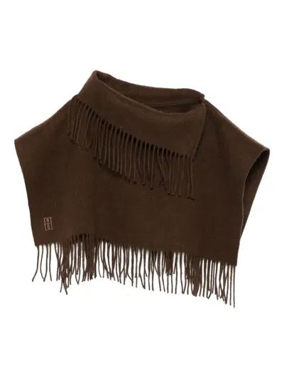 By Malene Birger Fringe-trimmed Wool Scarf In Brown