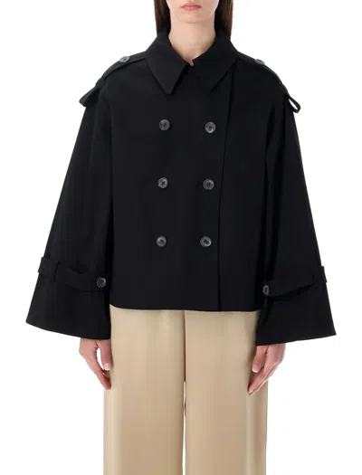 By Malene Birger Cropped Double Breasted Trench Jacket In Black
