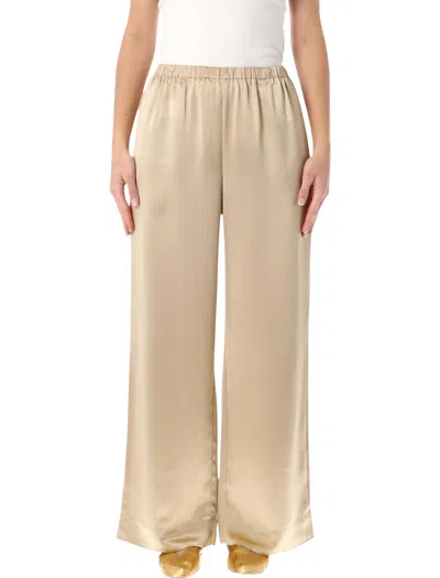 By Malene Birger Cabello Wide Leg Satin Trousers In Neutral