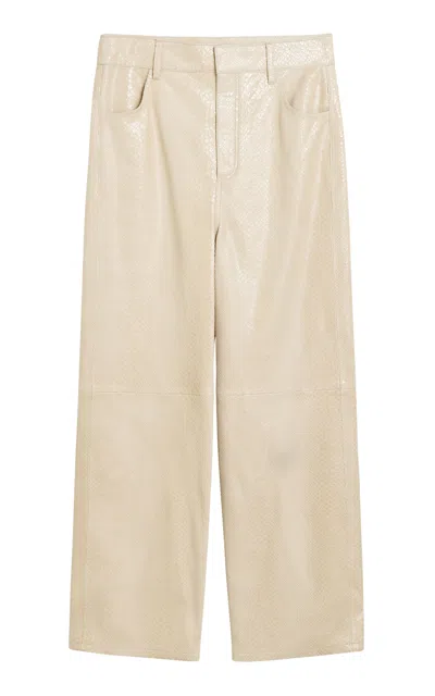 By Malene Birger Cailys Leather Wide-leg Trousers In Off-white