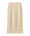 By Malene Birger Cantala Straight Side-slit Crochet Midi Skirt In Nude