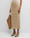By Malene Birger Cantala Straight Side-slit Crochet Midi Skirt In Oyster Gray