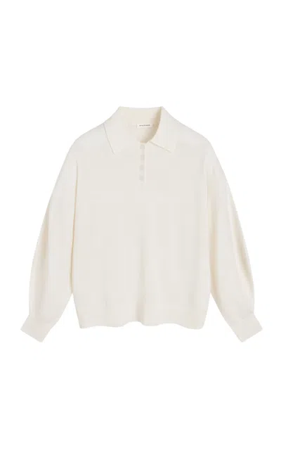By Malene Birger Carmine Wool-cashmere Knit Top In Off-white