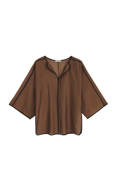By Malene Birger Cavia Cotton-silk Top In Brown