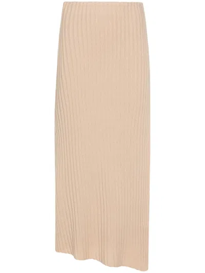 BY MALENE BIRGER CHUNKY-RIBBED ASYMMETRIC SKIRT