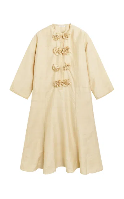 By Malene Birger Cicelia Rosette-detailed Silk Maxi Dress In Beige