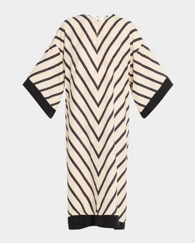By Malene Birger Cicine Chevron Striped Keyhole Maxi Dress In Beige
