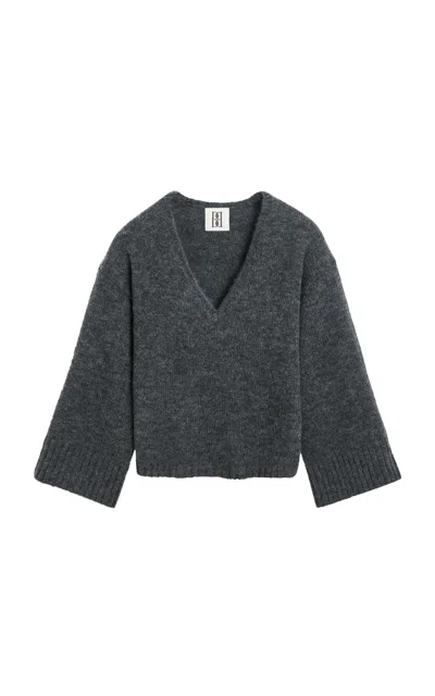 By Malene Birger Cimone Flare-sleeve Knit Wool-blend Sweater In Grey