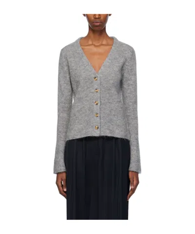 By Malene Birger Bell-sleeves Mélange Cardigan In T5m Grey Melange